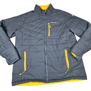 Eddie Bauer First Ascent Men's Reversible Gray Yellow Jacket Size Large